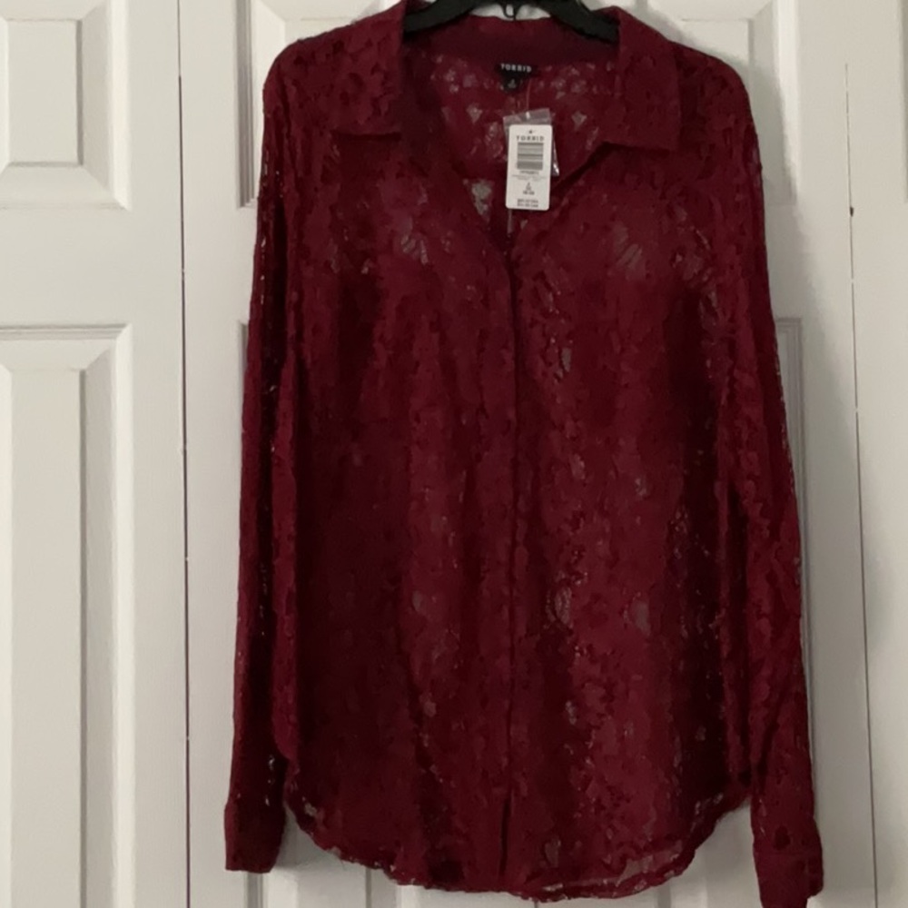 Torrid Deep Red Lace Top
